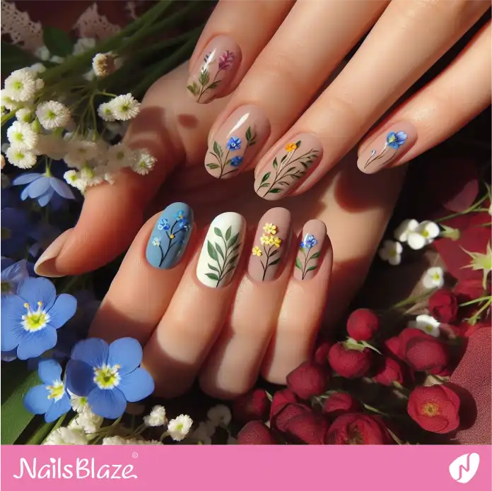 Nude Nails with Forest Flowers | Love the Forest Nails - NB2875